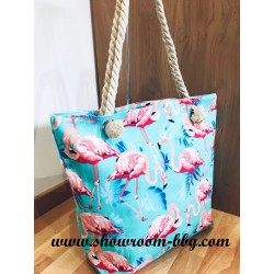 Sac de plage flamant rose