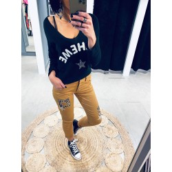 Pantalon Boutons Camel