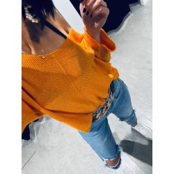 Pull chauve souris irisé orange