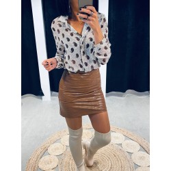 Jupe Simili Croco Camel