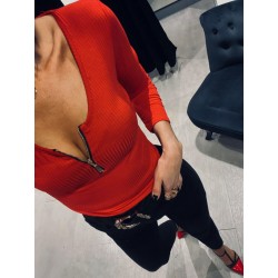Top zip rouge