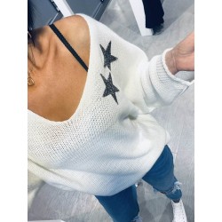 Pull Etoiles Blanc