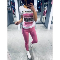 Pantalon Taille Haute Fushia