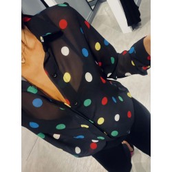 Chemisier à pois noir