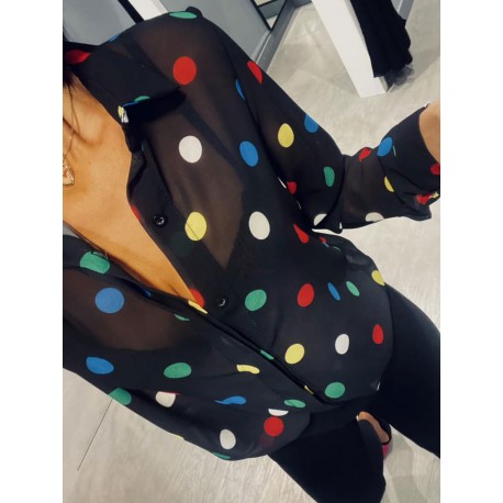 Chemisier à pois noir