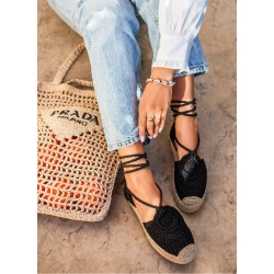 Espadrille Lacet Cheville Noir