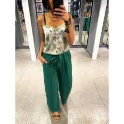 Pantalon Fluide Vert