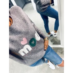 Pull AMOUR gris multi