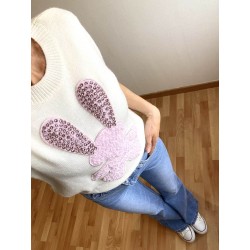 Pull manches courtes Lapin Blanc