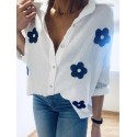 Chemise gaz de coton margherites marine