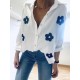 Chemise gaz de coton margherites marine