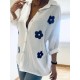 Chemise gaz de coton margherites marine