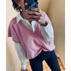 Pull sans manches rose