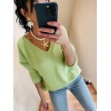 Pull col V basique pomme
