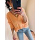 Pull col V basique mandarine