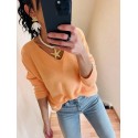 Pull col V basique mandarine
