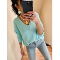 Pull col V basique ciel