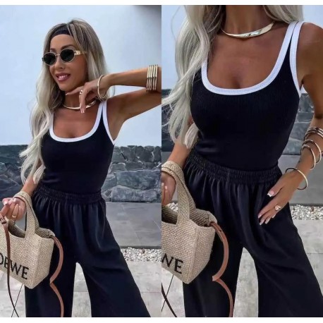 Top bicolore noir