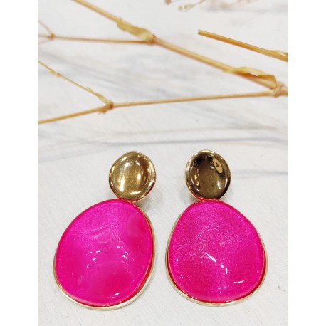 Boucles Lena rose fluo