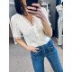 Chemisette gaz de coton blanc coeur gold