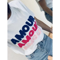T-shirt Amour bleu et rose