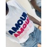 T-shirt Amour bleu et rose
