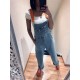 Salopette jeans bretelles orange