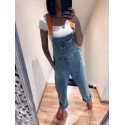 Salopette jeans bretelles orange