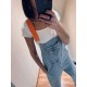 Salopette jeans bretelles orange
