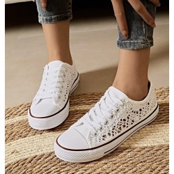 Baskets dentelle blanc
