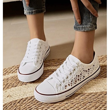 Baskets dentelle blanc