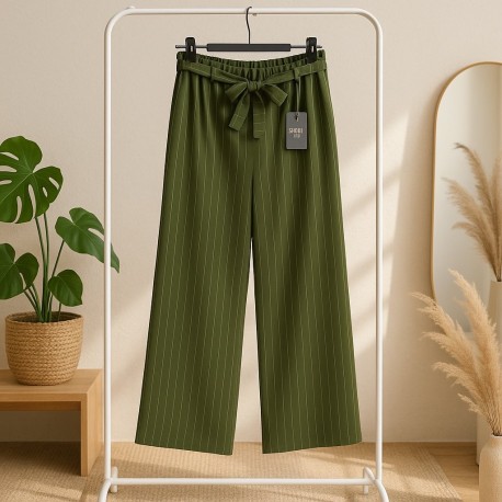 Pantalon fluide lignes kaki- exclu live