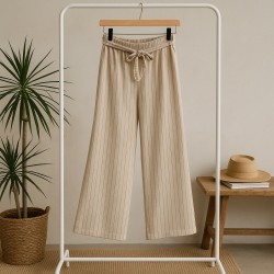 Pantalon fluide lignes beige- exclu live