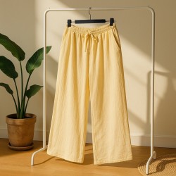 Pantalon gaz de coton jaune
