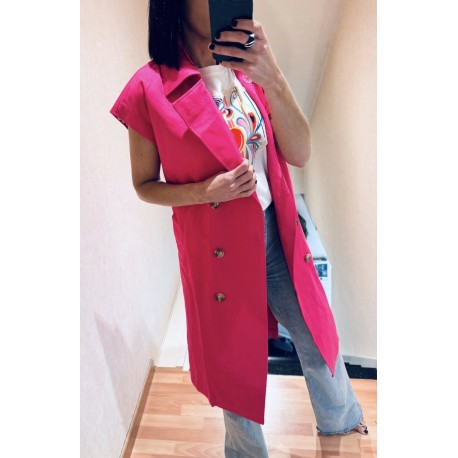 Trench sans manche rose
