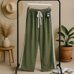 Pantalon gaz de coton kaki Louise