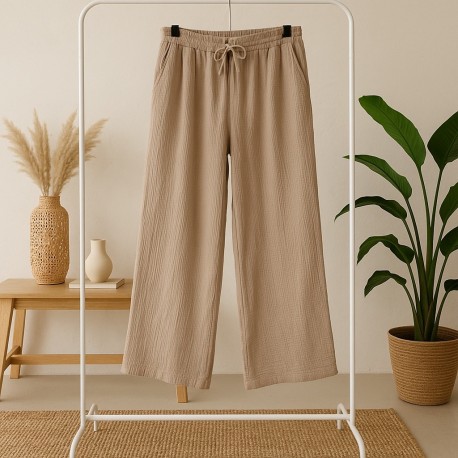 Pantalon gaz de coton kaki Louise