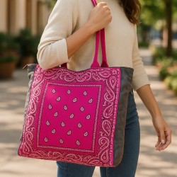 Sac jeans bandana fuschia