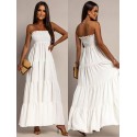 Robe longue bustier blanc smocke