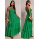 Robe longue bustier vert smocke