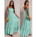 Robe longue bustier Aqua smocke
