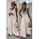 Pantalon viscose beige