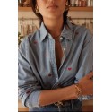 Chemise jeans coeur rouge