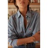 Chemise jeans coeur rouge