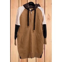 Veste bi-matière camel