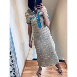 Robe beige bi-matière