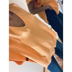 Pull sans manche boutons madarine