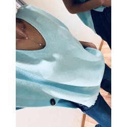 Pull sans manche boutons Aqua