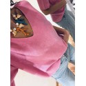 Pull rose col V manches courtes