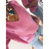 Pull rose col V manches courtes